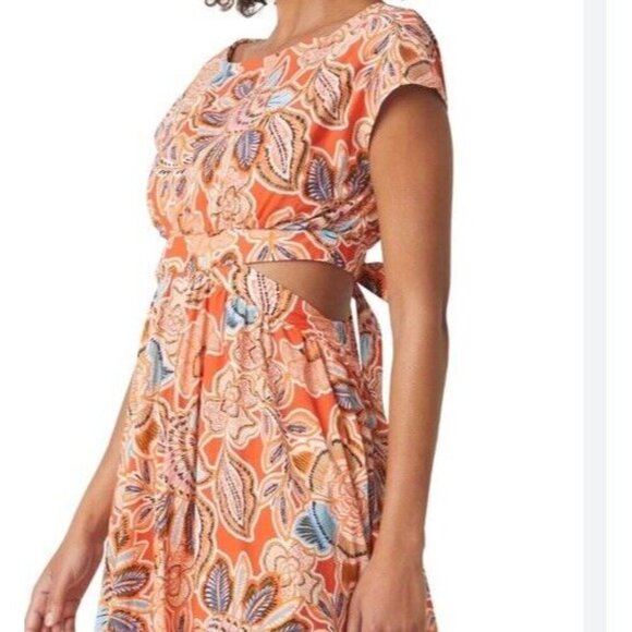 Misa Los Angeles Sz XS Dress Dana Mae Maxi Orange Floral Boho Southwestern - Picture 3 of 13